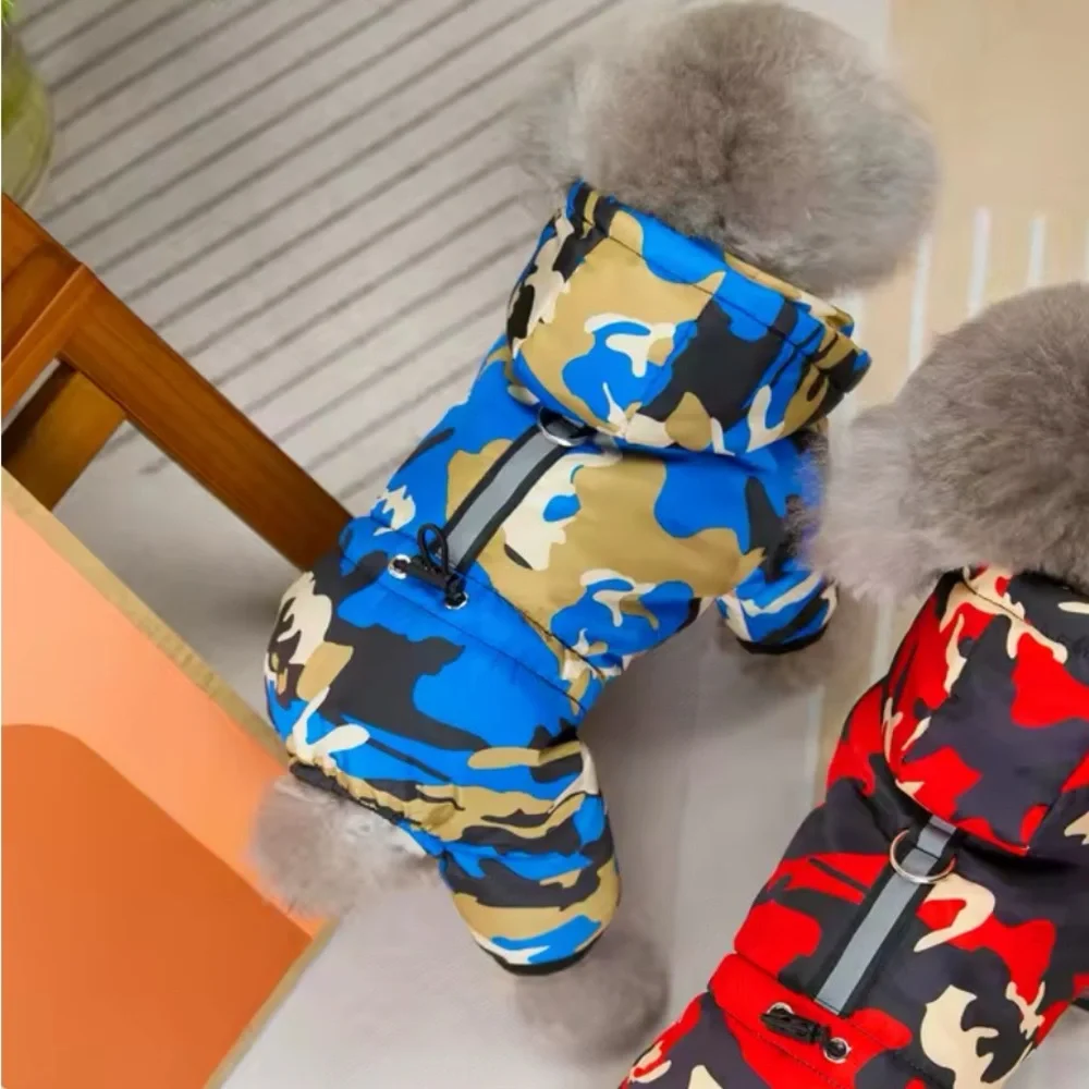 Dog Apparel Buckle Camouflage Winter Dog Clothes Reflective Pet Clothing Warm